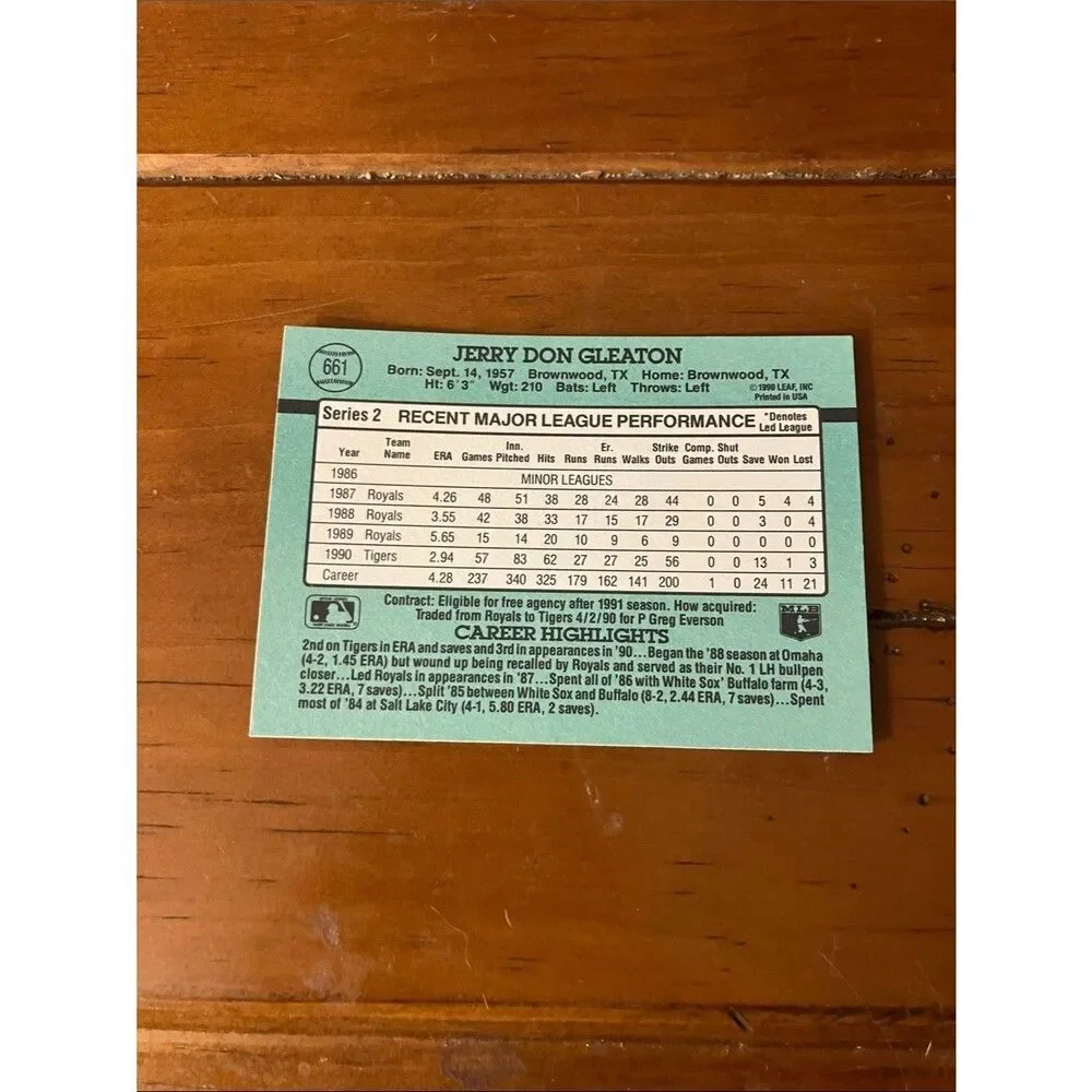 1991 Donruss Detroit Tigers Baseball Card Trading Card